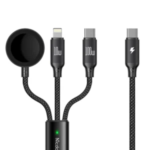 MCDODO CA494 3 IN1 100W USB-C TO TYPE-C AND LIGHTNING+ WIRELESS CHARGER FOR APPLE WATCH CABLE 1.2M