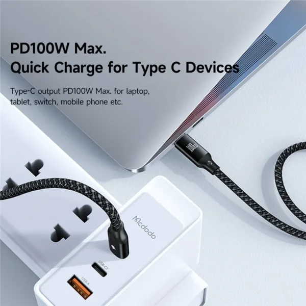 MCDODO CA494 3 IN1 100W USB-C TO TYPE-C AND LIGHTNING+ WIRELESS CHARGER FOR APPLE WATCH CABLE 1.2M - Imagen 8