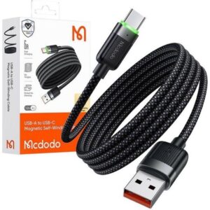 MCDODO CA5650 USB-A TO USB-C 6A MAGNETIC SELF-WINDING DATA CABLE 1.2M - BLACK