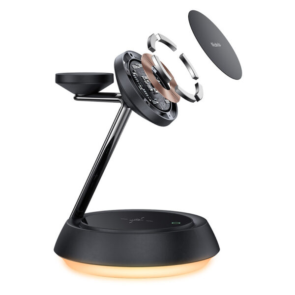 MCDODO CH495 3 IN 1 MAGNETIC WIRELESS CHARGING STAND WITH NIGHT LIGHT - BLACK - Imagen 4